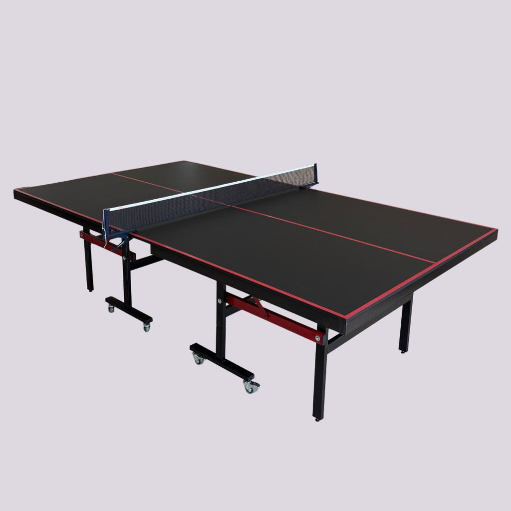 Mesa de ping pong negra vista lateral